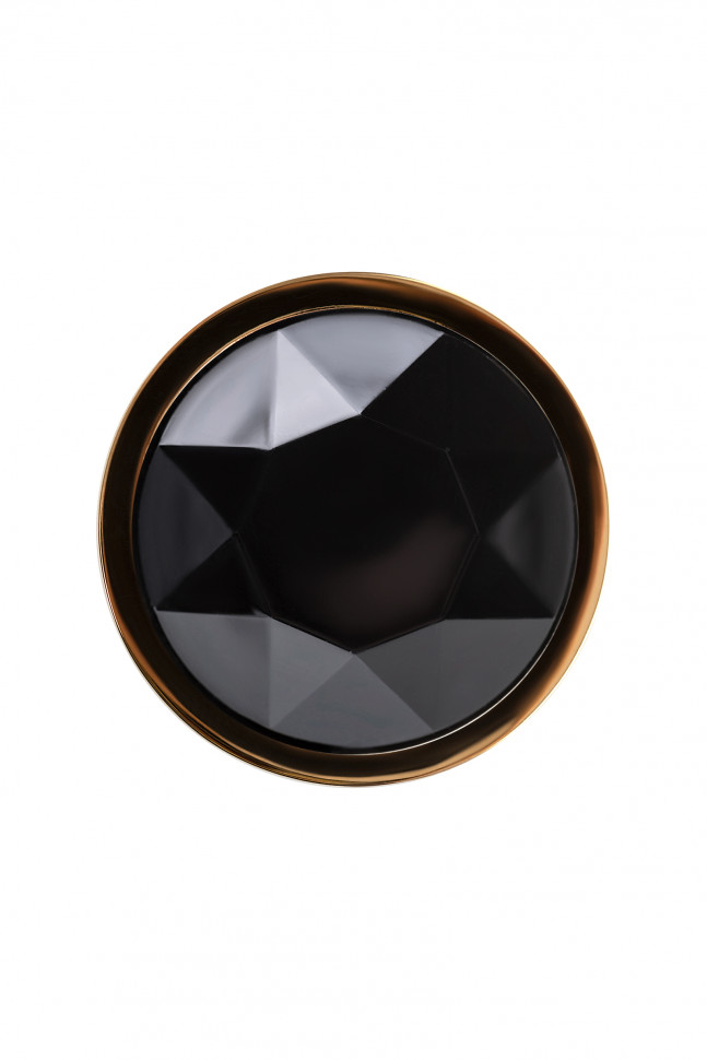 Анальная втулка Штучки-Дрючки, металл, золотая, с чёрным кристаллом, 7 см, Ø 2,8 см, 50 г