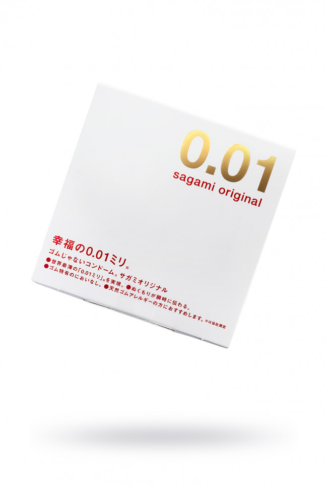 Презервативы Sagami, original 0.01, полиуретан, 17 см, 5,5 см, 1 шт.