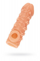 Насадка KOKOS реалистичная с дополнительной стимуляцией, TPE, телесная, 15.6 см