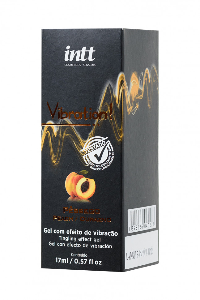 Жидкий массажный гель INTT VIBRATION Peach с эффектом вибрации и ароматом персика, 17 мл